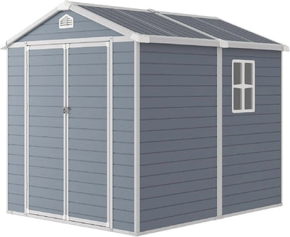 Waterproof Plastic Container Outdoor Storage Shed  with Lockable Doors and Transparent Window for Garden