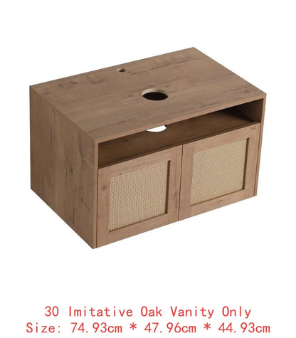 48" Bathroom Vanity with Black Ceramic Sink, 4 Soft Close Doors, Floating Design, Plywood Construction, Easy Assembly