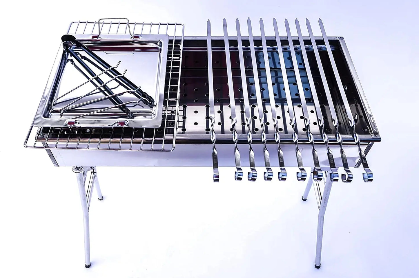 STAINLESS STEEL CHARCOAL GRILL for MANGAL SHISH KABAB, KABOB,  and BBQing.