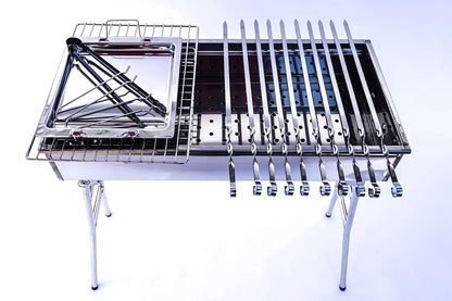 STAINLESS STEEL CHARCOAL GRILL for MANGAL SHISH KABAB, KABOB,  and BBQing.