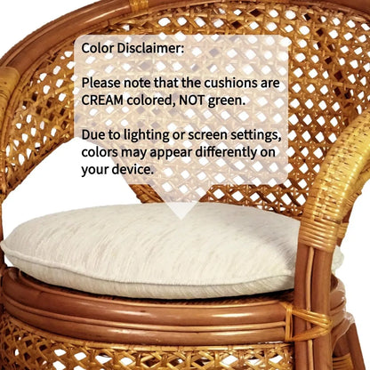 Set of 2 Pelangi Handmade Rattan Dining Wicker Chairs Colonial Color w/Cream Cushion