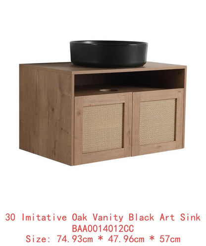 48" Bathroom Vanity with Black Ceramic Sink, 4 Soft Close Doors, Floating Design, Plywood Construction, Easy Assembly