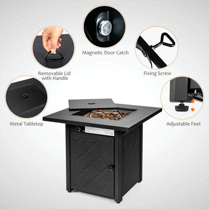 7 PCS Patio Set with 28" 50000 BTU Propane Gas Fire Pit Table and Cushions Red