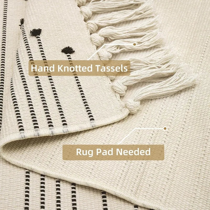 2'x6' Lightweight Woven Farmhouse Washable Runner Rug with Tassel for Hallway or Kitchen