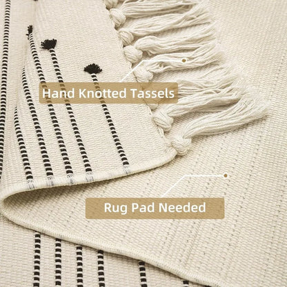 2'x6' Lightweight Woven Farmhouse Washable Runner Rug with Tassel for Hallway or Kitchen