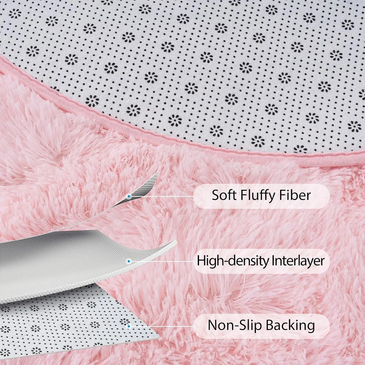 2.6x5.3 ft. Plush, Shaggy, Fluffy, Ultra Soft Oval Area Rugs for Kids Room, Bedside and Nursery