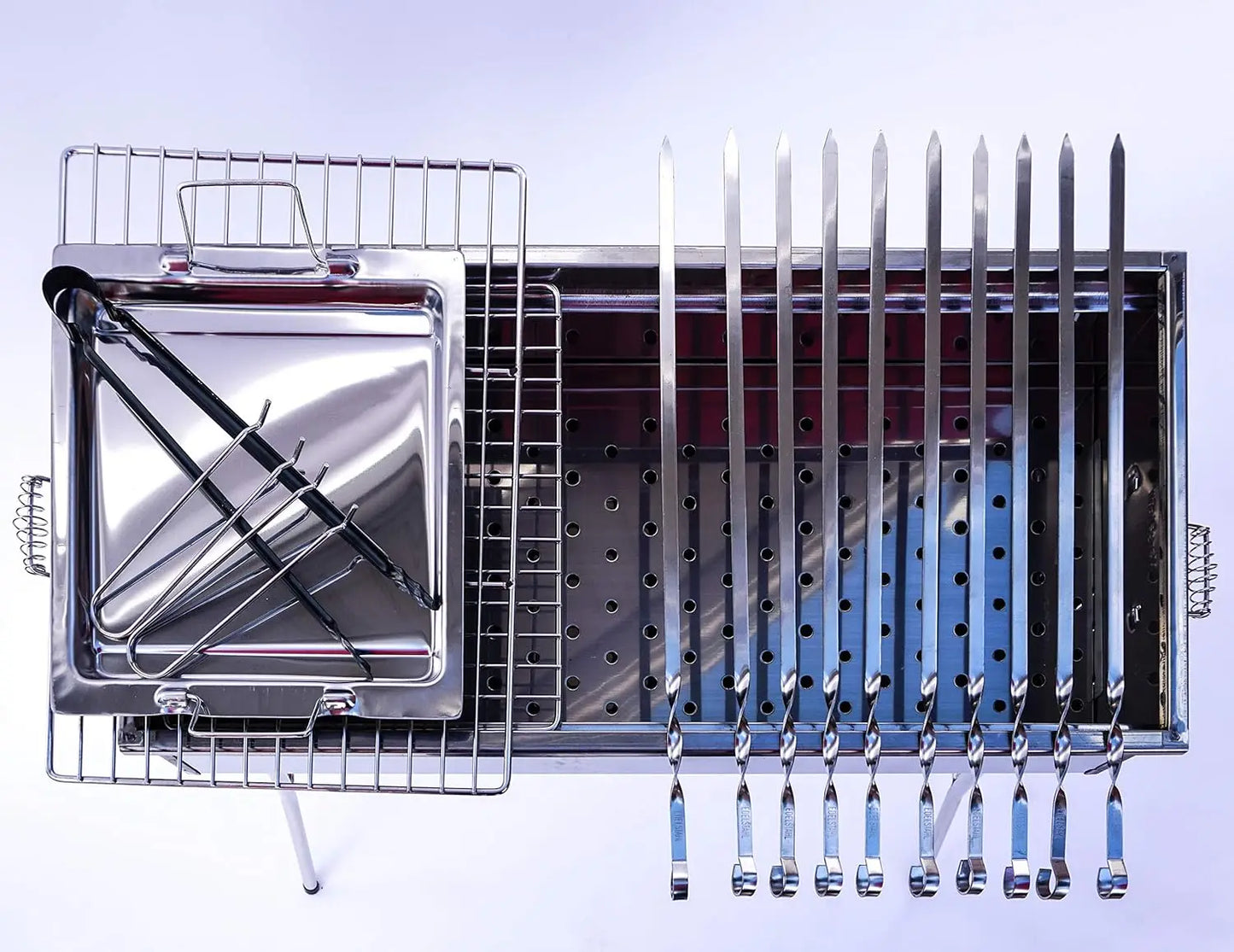 STAINLESS STEEL CHARCOAL GRILL for MANGAL SHISH KABAB, KABOB,  and BBQing.