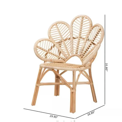 Natural Brown Rattan Accent Side Chair for Patio, Backyard,Pool, Indoor Companion