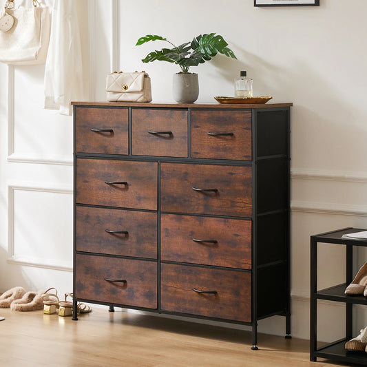 Fabric Wardrobe Storage Organizer Dresser For Bedroom With 9 Drawer