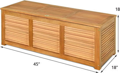 46 Gallon Acacia Wood Backyard Garden Deck Box for Patio Furniture Cushions