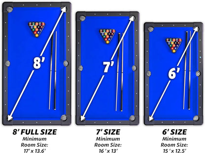 Customizable Go Sports 6, 7 or 8 ft Billiards Tables - No Assembly, Choose Your Color - Portable Pool Table Includes Full Set of Balls