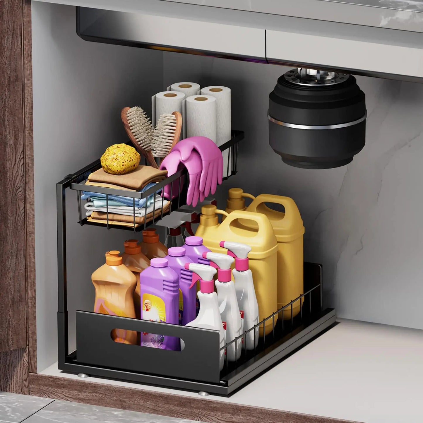Under Sink 2 Tier Slide Out Organizers and Storage