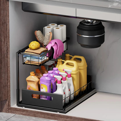 Under Sink 2 Tier Slide Out Organizers and Storage