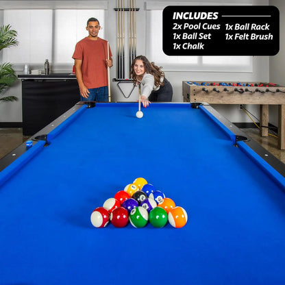 Customizable Go Sports 6, 7 or 8 ft Billiards Tables - No Assembly, Choose Your Color - Portable Pool Table Includes Full Set of Balls