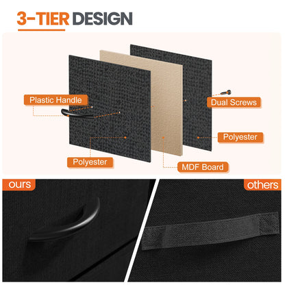 2 Fabric Drawers Cabinet Nightstand for Bedside, Coffee Table, Sofa, Tea Table, Storage, Closet, Chest, Clothes For Bedroom