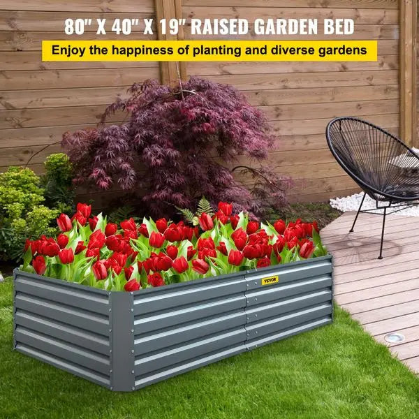 80' x 40' x 19' Gray Galvanized Metal Raised Steel Garden Bed
