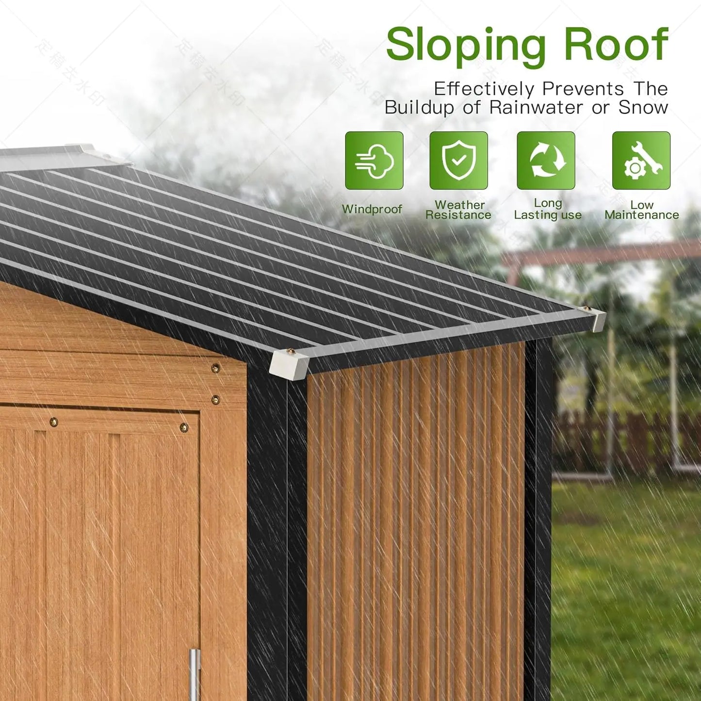 Vertical 5x3 Ft  Outdoors Metal Tiny Steel Shed with Frame , Floor & Lockable Doors for Garden