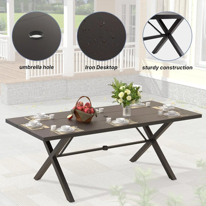 16 Pieces Outdoor Dining Table and Chairs Set with Grey Cushions