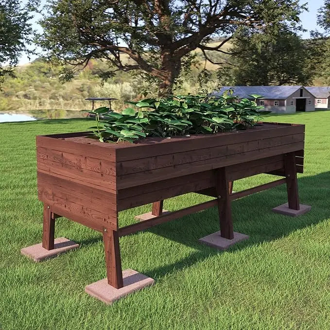 6 x 3 x 2FT, Raised Wood Garden Beds Outdoor with 6 Legs and Detachable Liner for Backyard, Patio