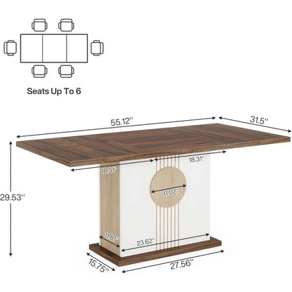 Rectangular Farmhouse Wood Dining Table for 4 to 6 People