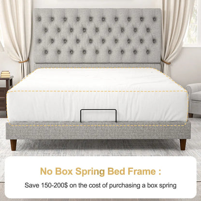 Upholstered Tufted Full Size  Body Bed with Wood Slats