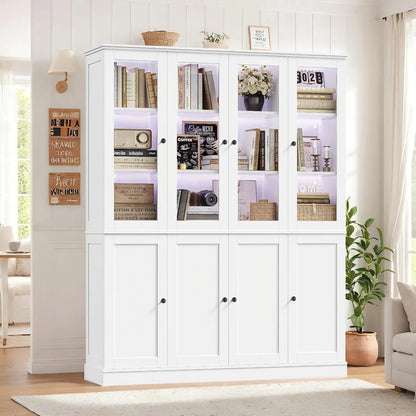 74 '' Tall Large Kitchen Pantry Hutch Storage Cabinet with LED