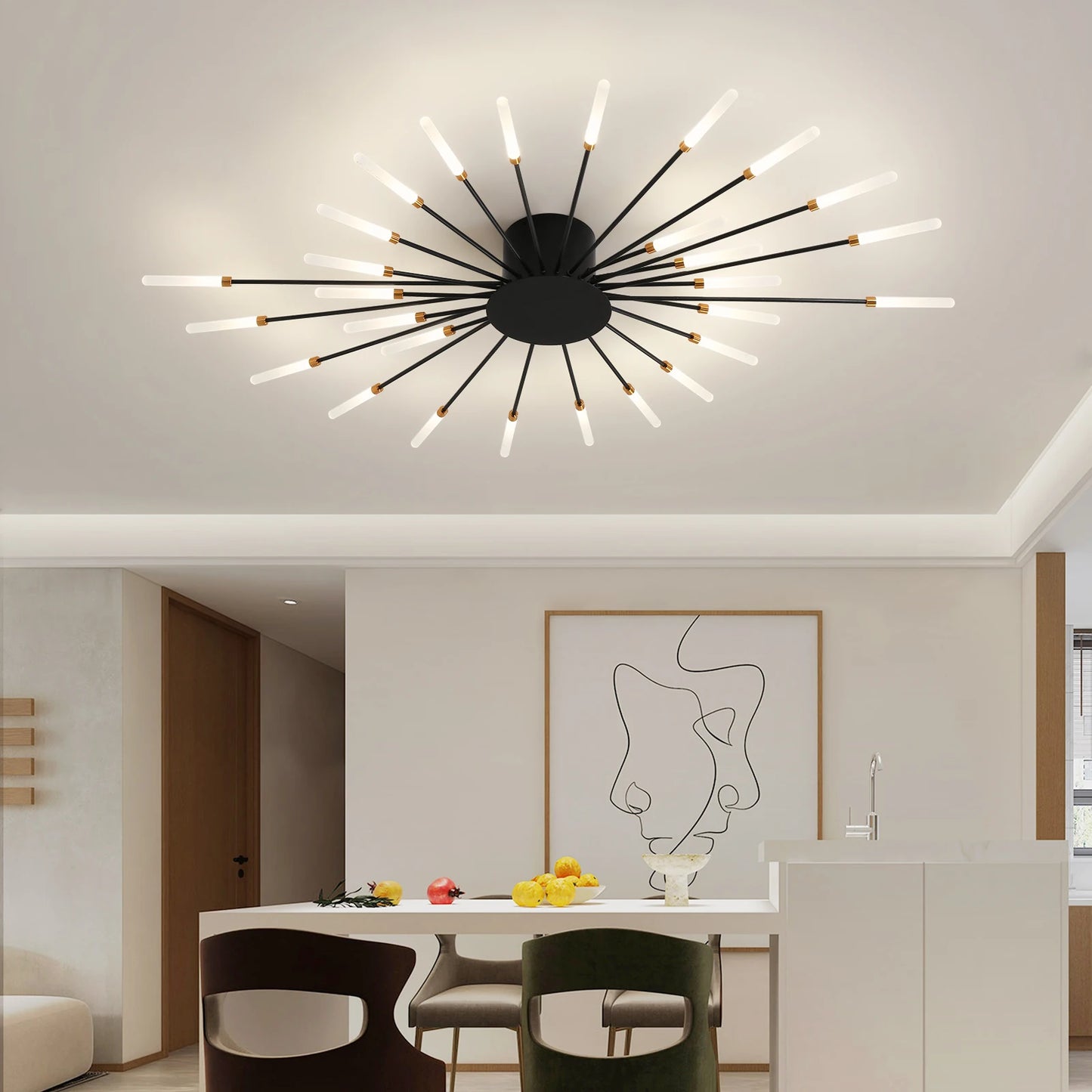 Gold Black Modern LED Chandeliers for Living Room or Bedroom Ceiling