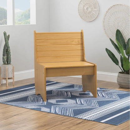 Rustic Style Pine Compact Dining Bench with Hidden Storage and Backrest  for Indoor Small Spaces