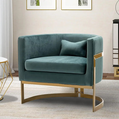 Modern Velvet Accent Barrel Chair with Gold Legs Upholstered Armchair for Bedroom, Living Room, Club Side Chairs