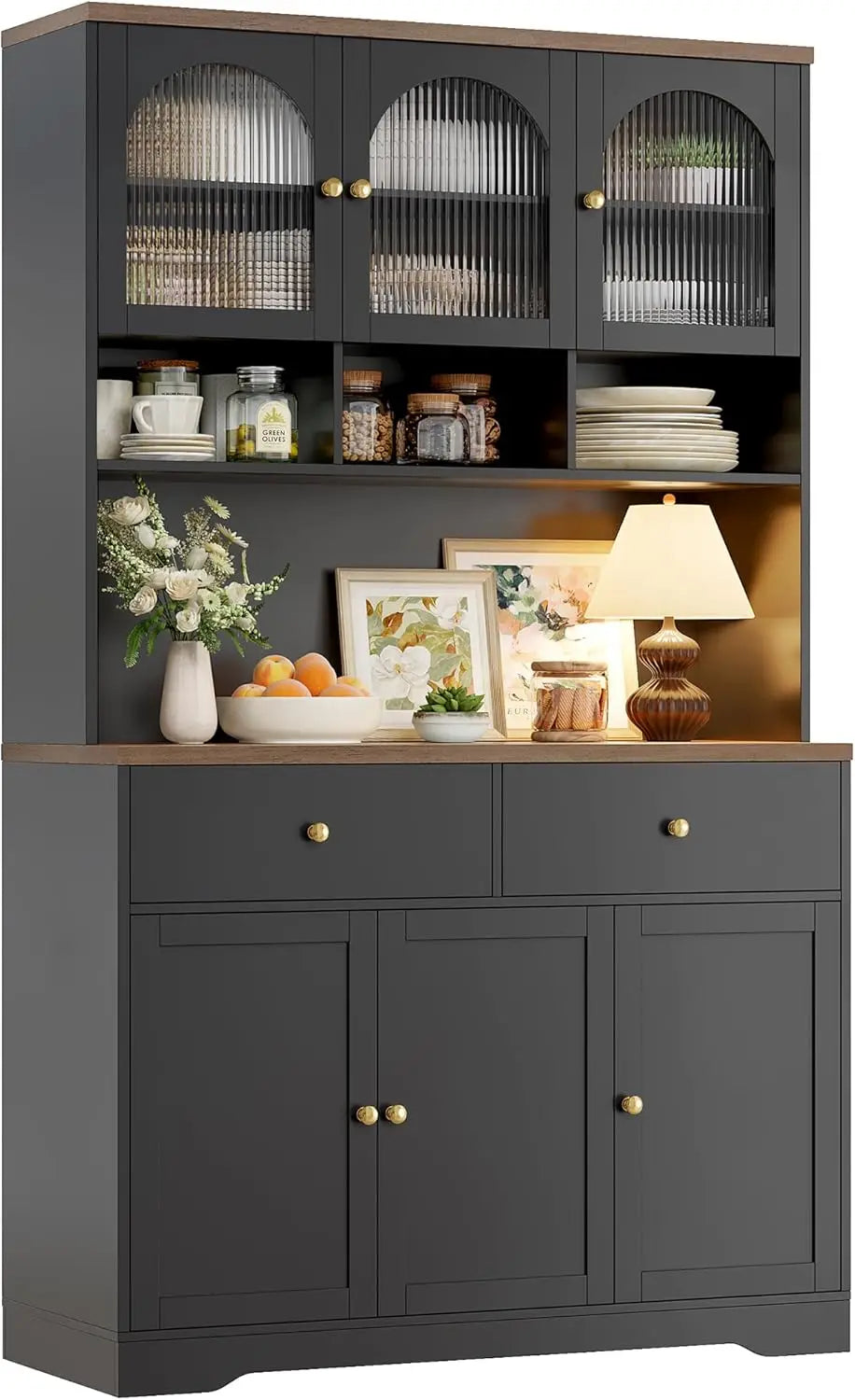 71" Pantry Cabinet, Tall Kitchen Pantry Storage Cabinet with Microwave Stand, Modern Kitchen Hutch Food Pantry