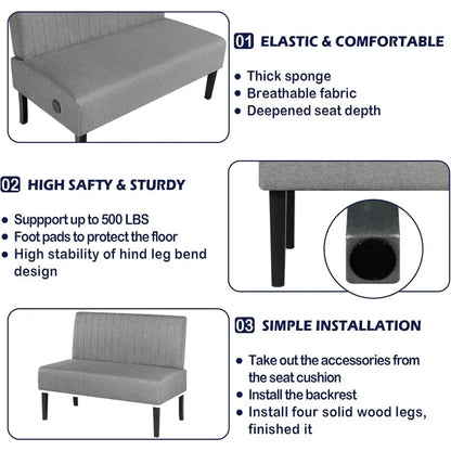 Small Velvet Comfy Armless Couch Loveseat with USB Port Sofa for Bedroom and Living Room
