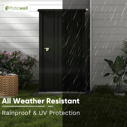 3 x 3 FT Small Outdoor Garden Tool Storage Shed with Sloping Roof and Single Lockable Door