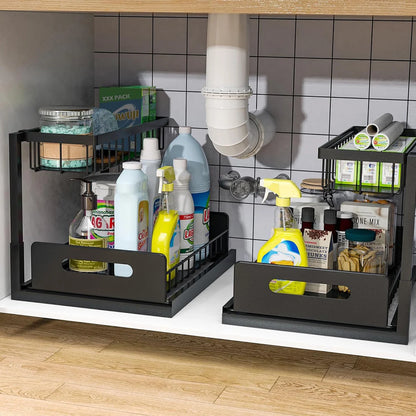 2 Pack Under Sink Pull Out Cabinet Organizer