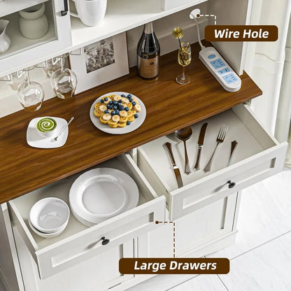 Freestanding  Wooden Tilt Out 13 Gallon Trash Can with Adjustable Shelves and 2 Hideaway Drawers