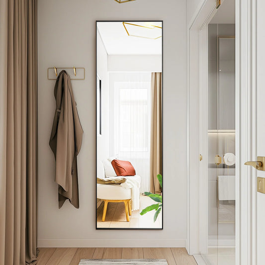 64"x 21" Full Body Mirror Standing ,Hanging ,Leaning, or Wall-Mounted with Stand Aluminum ,Alloy Frame Living Room