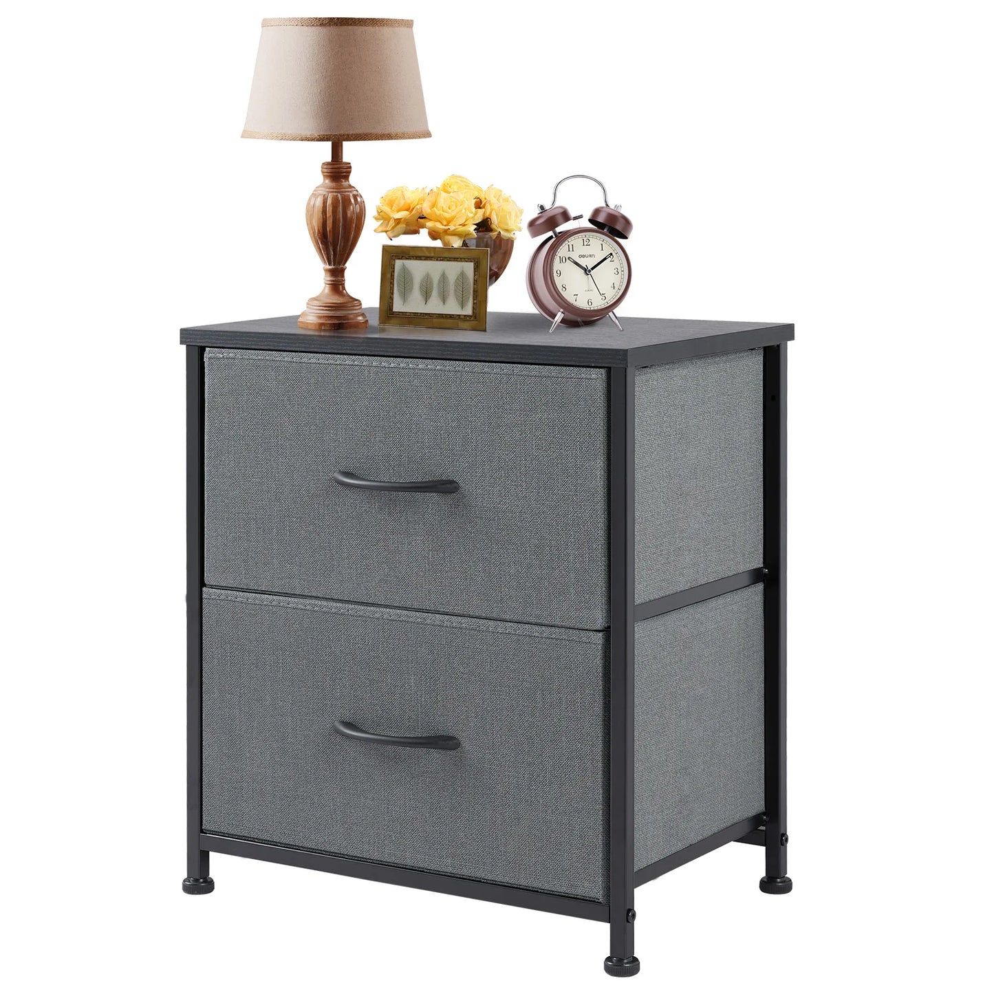 2 Fabric Drawers Cabinet Nightstand for Bedside, Coffee Table, Sofa, Tea Table, Storage, Closet, Chest, Clothes For Bedroom
