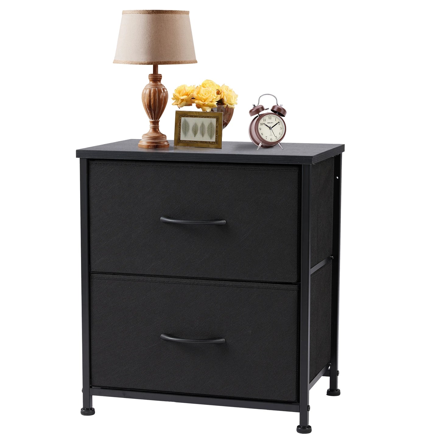 2 Fabric Drawers Cabinet Nightstand for Bedside, Coffee Table, Sofa, Tea Table, Storage, Closet, Chest, Clothes For Bedroom