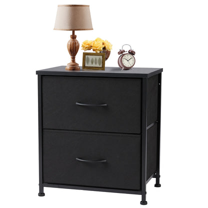 2 Fabric Drawers Cabinet Nightstand for Bedside, Coffee Table, Sofa, Tea Table, Storage, Closet, Chest, Clothes For Bedroom