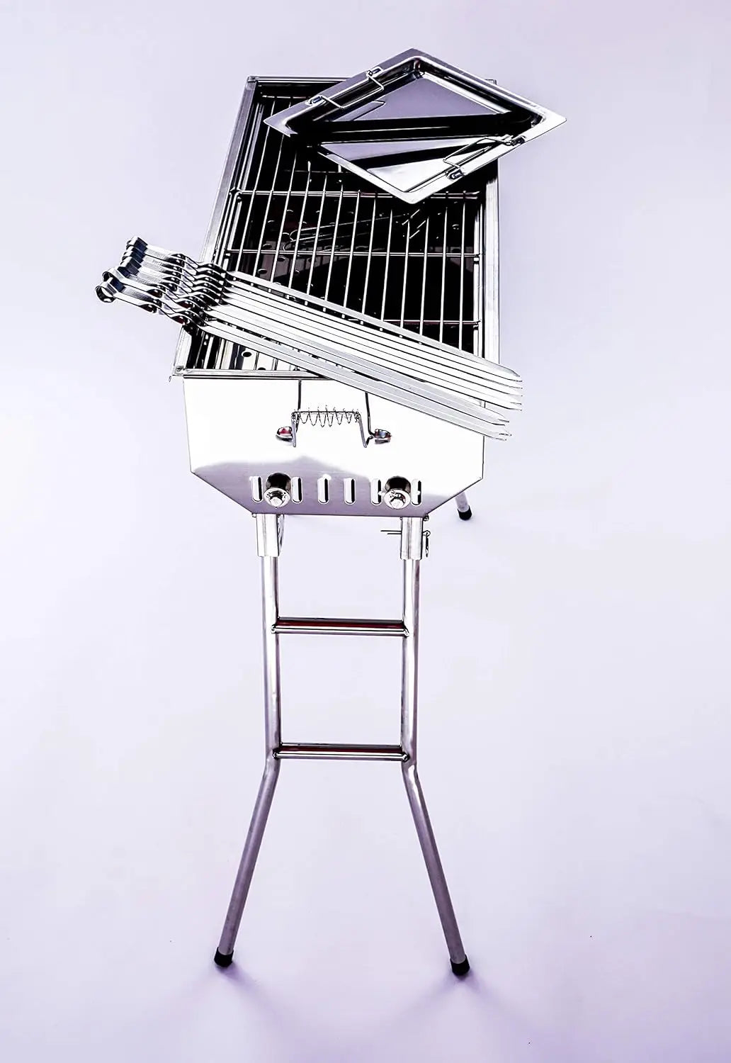 STAINLESS STEEL CHARCOAL GRILL for MANGAL SHISH KABAB, KABOB,  and BBQing.