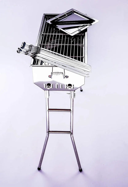 STAINLESS STEEL CHARCOAL GRILL for MANGAL SHISH KABAB, KABOB,  and BBQing.