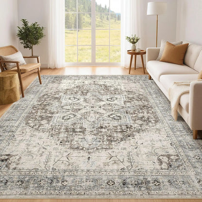 8'x10' Vintage Large Oriental Distressed Farmhouse Washable Boho for Living Room