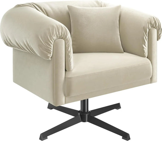 Modern Upholstered Accent Swivel Armchair with Pillow Chair for Living Room or Comfy Cozy Single Sofa Chair