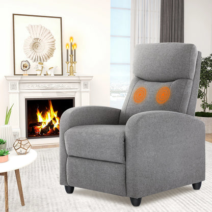Modern Adjustable Massage Fabric Theater Lumbar Support Padded Seat & Backrest Recliner