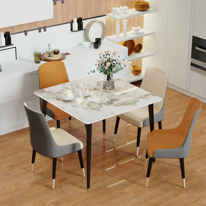 Marble Square Dining Table and Chairs for 4 Restaurant, Kitchen, Cafe Shop or use as a Desk.
