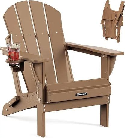 Folding Adirondack Outdoor Patio Weather Resistant Chair for Patio, Outside, Deck, Backyard