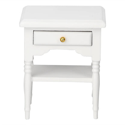 White Mini Bedroom Furnishing Articles Wooden Bedside Table Model