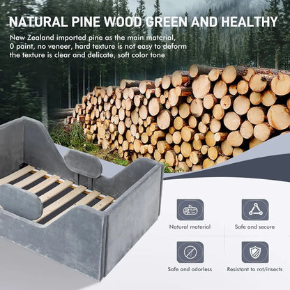 Standard Toddler Crib Size Bed with  Extra Safety Board  and Certified Fabric Toddler Beds