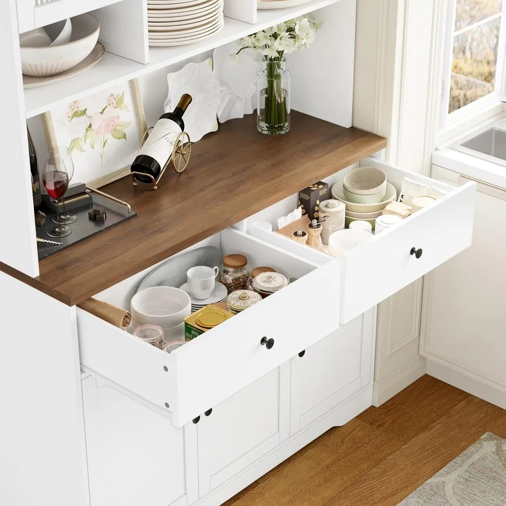 71" Pantry Cabinet, Tall Kitchen Pantry Storage Cabinet with Microwave Stand, Modern Kitchen Hutch Food Pantry