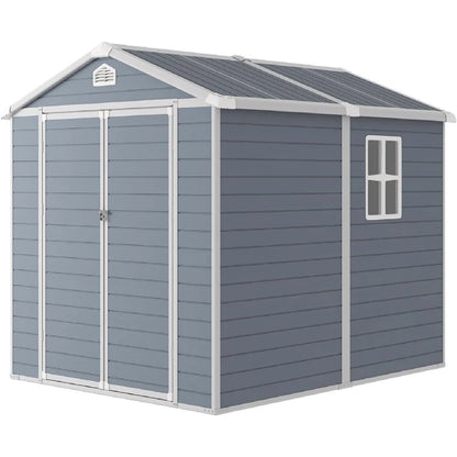 Waterproof Plastic Container Outdoor Storage Shed  with Lockable Doors and Transparent Window for Garden