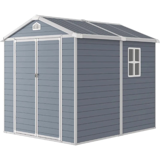 Waterproof Plastic Container Outdoor Storage Shed  with Lockable Doors and Transparent Window for Garden